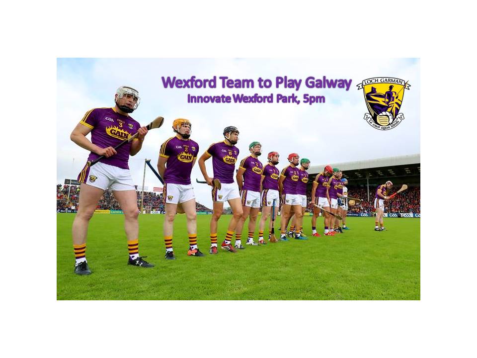 Wexford hurling team to face Galway for Round Robin Rd 3