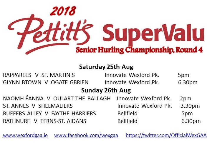 Pettitts Senior Hurling Rd 4 Fixtures AD