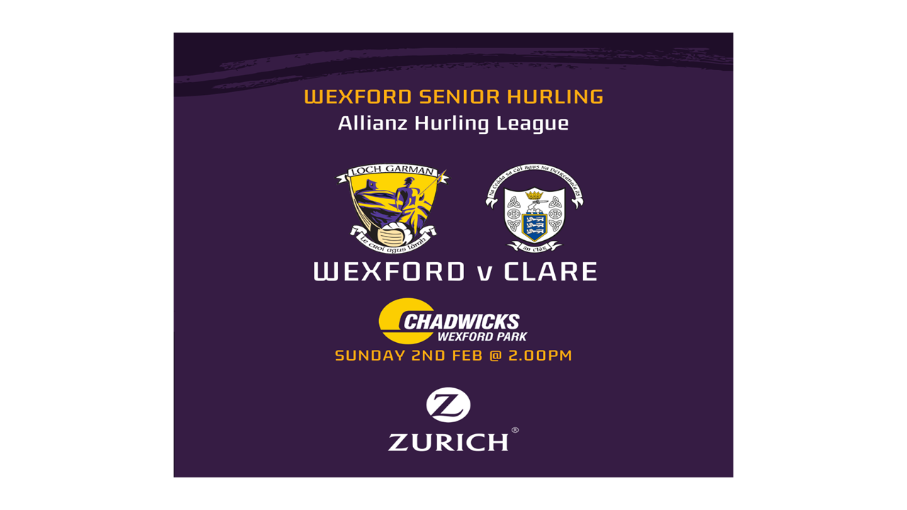 Wexford and Clare go head to head in Rd 2 Allianz Hurling League in Chadwicks Wexford Park