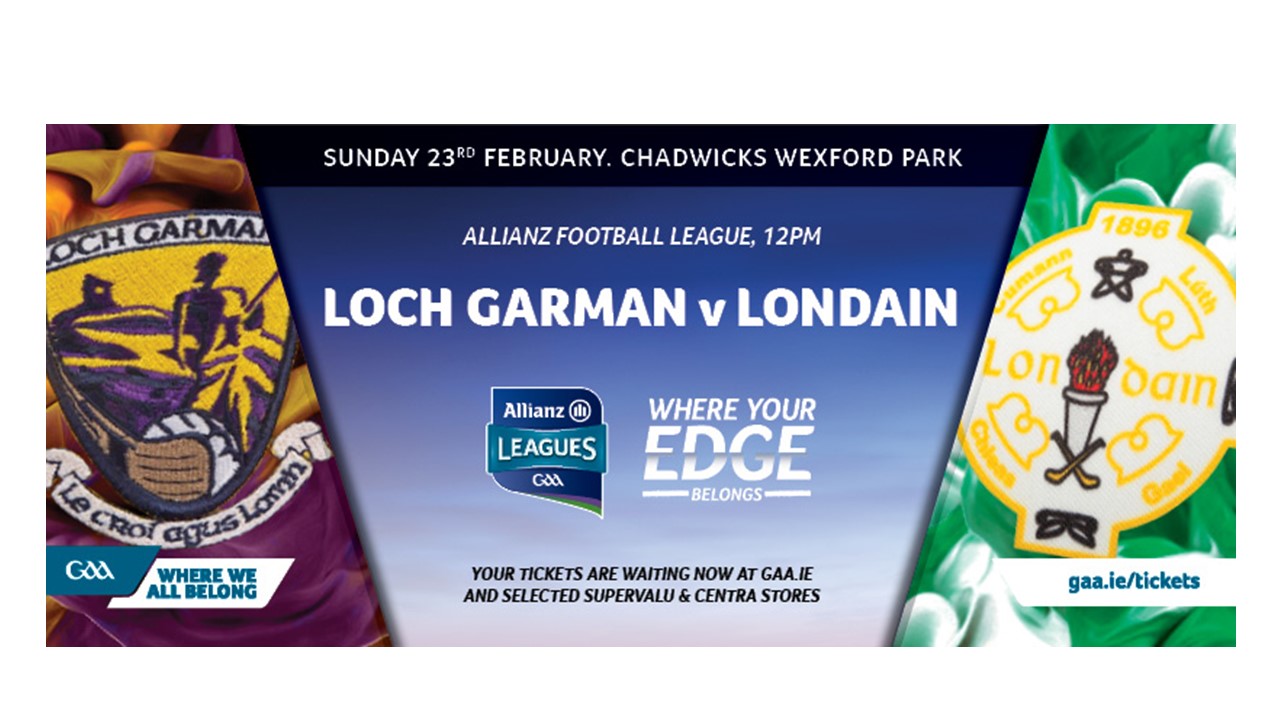 Wexford Senior Footballers aiming to make it 3 wins out of 3 This Sunday when they face London at home in Chadwicks Wexford Park