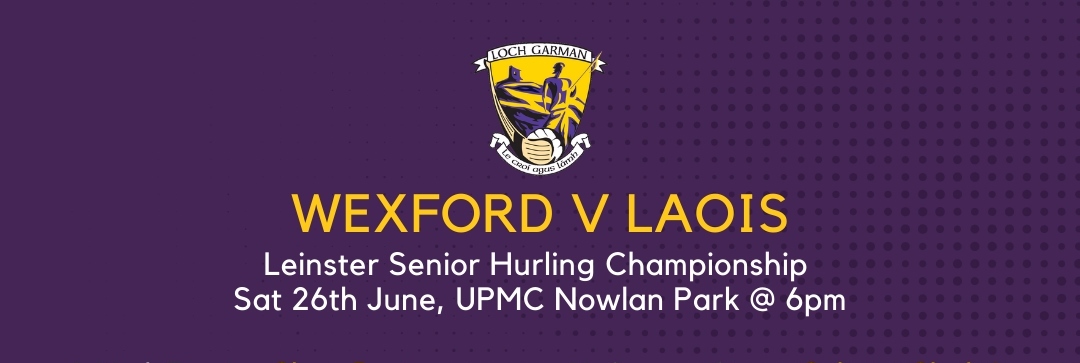 Wexford Senior Hurling Team to play Laois in Saturday’s Leinster Senior Hurling Championship game in UPMC Nowlan Park. Throw in 6pm